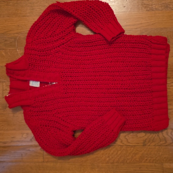 THEREABOUTS BRAND GIRLS RED QUARTER ZIP SWEATER SIZE XXS 4/5 - Picture 1 of 15